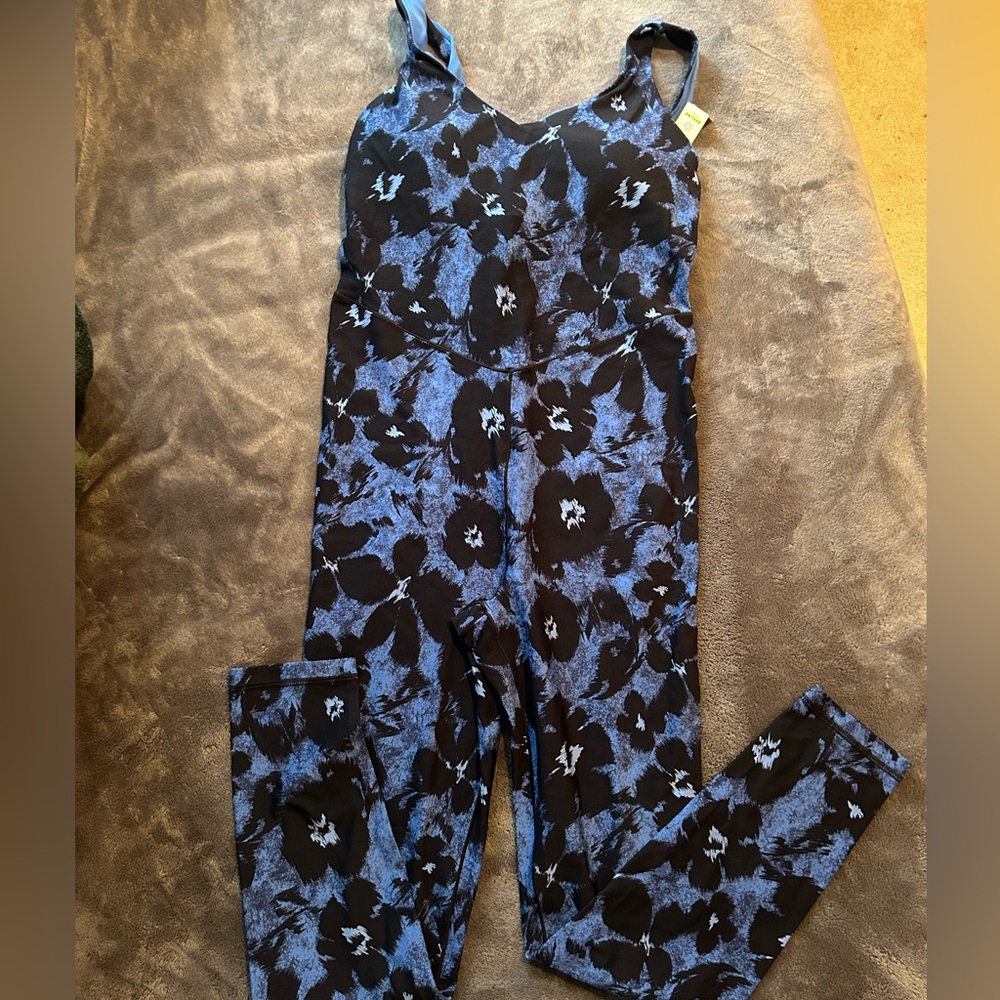 Aerie Blue and Black Floral onsie